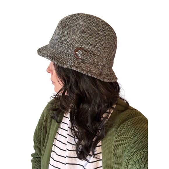 VINTAGE Wool Hat Men's L Handwoven Harris Tweed British Blokecore England Fall - Picture 1 of 11